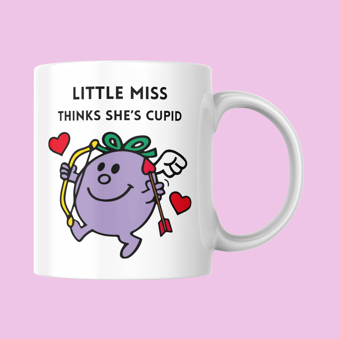 Novelty Little Miss Mug, Little Miss Thinks She's Cupid, Can Be Personalised, Great Gift Idea