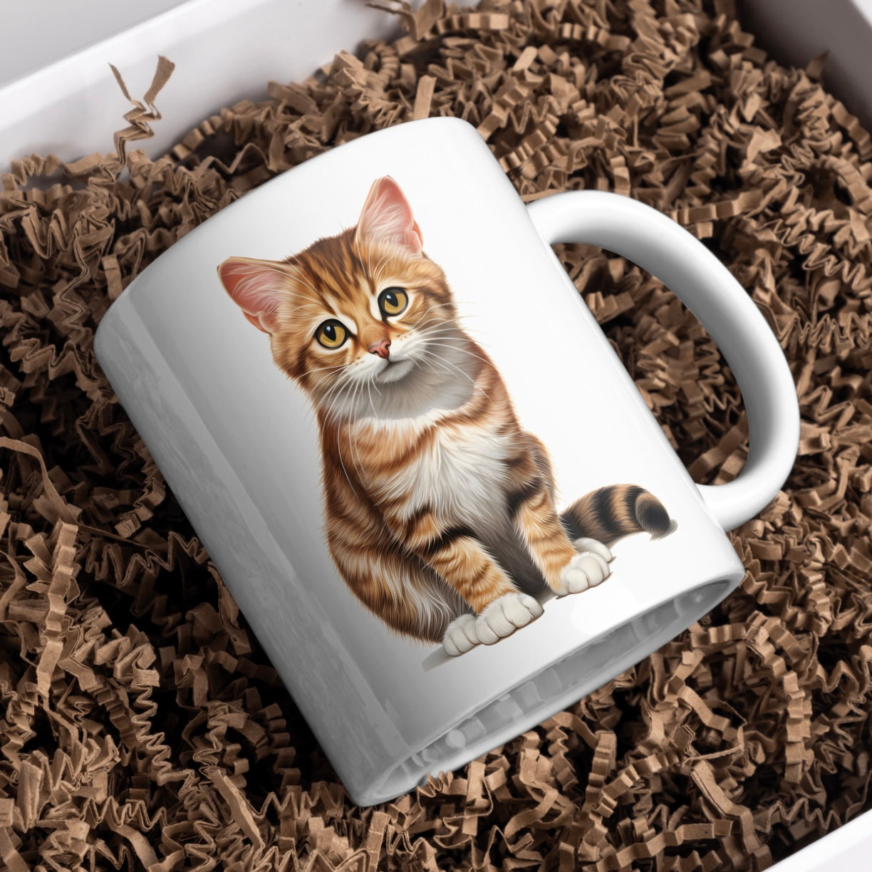 Adorable Tabby Cat 11oz White Mug, Great Gift Idea - Cute Customs by J & C