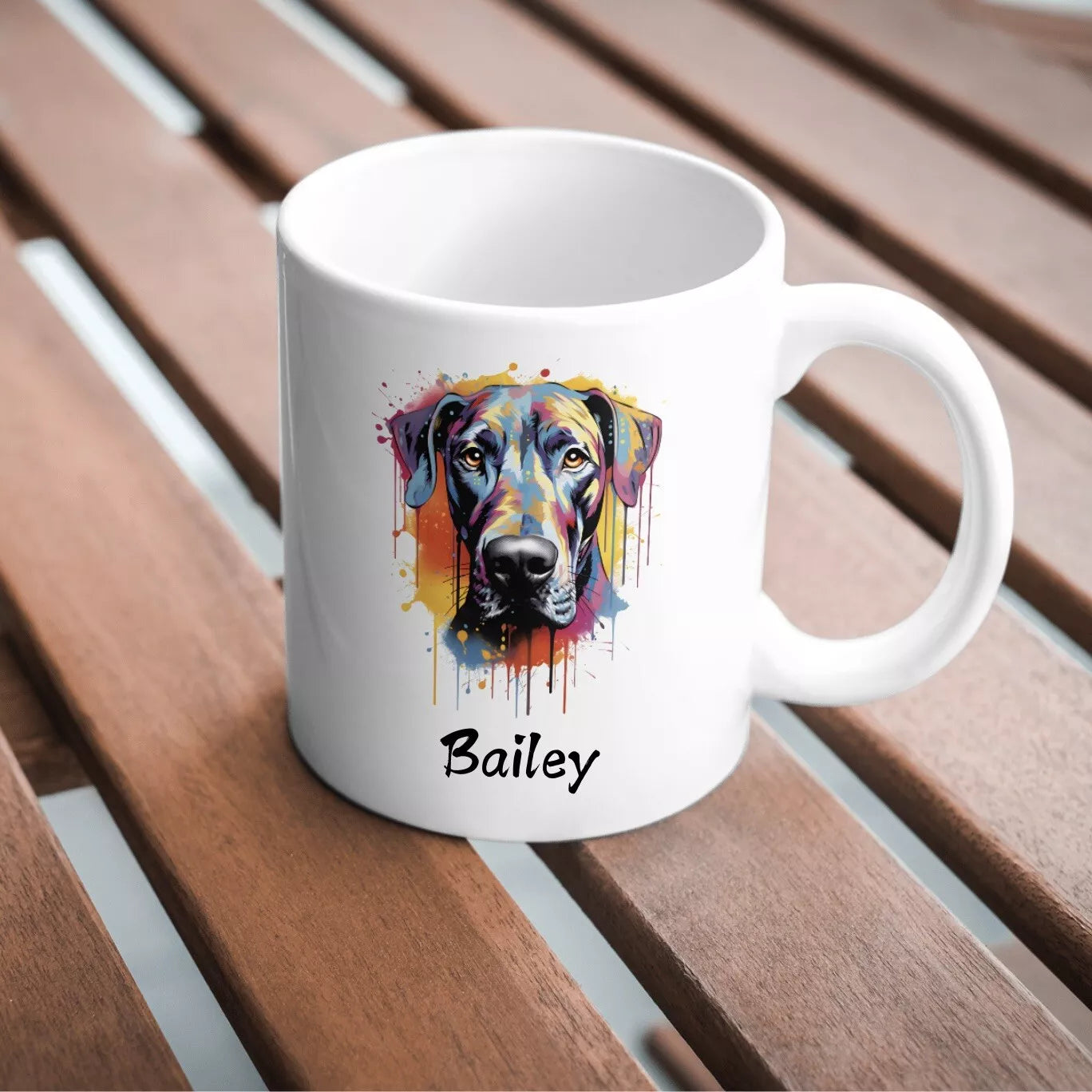 Colourful Great Dane Personalised Dog Mug, Perfect Gift Idea Comes Boxed