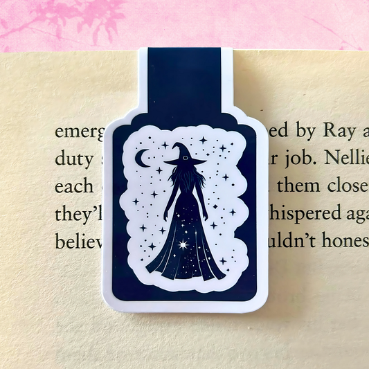 Mystery Fantasy Witch Magnetic Bookmark In Black & White
