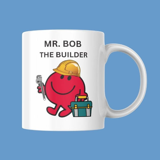 Novelty Mr. Men Mug, Mr. Bob The Builder, Can Be Personalised, Great Gift Idea