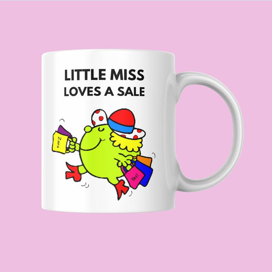 Novelty Little Miss Mug, Little Miss Loves A Sale, Can Be Personalised, Great Gift Idea