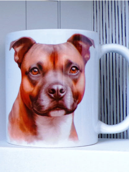 Red Staffordshire Bull Terrier (staffy) 11oz Mug