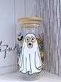 Ghost Dog 20oz Glass Can with Bamboo lid and Straw