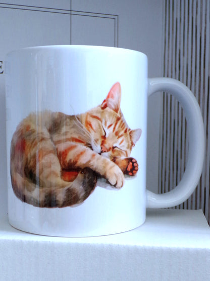 Sleeping Tabby Cat 11oz Mug