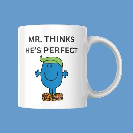 Novelty Mr. Men Mug, Mr. Thinks He's Perfect, Can Be Personalised, Great Gift Idea