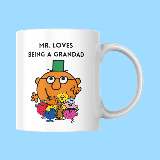 Novelty Mr. Men Mug, Mr. Loves Being A Grandad, Can Be Personalised, Great Gift Idea