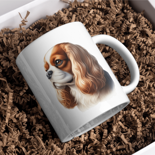 Cavalier King Charles Spaniel Dog 11oz White Mug, Perfect Gift Idea As It Comes Boxed.