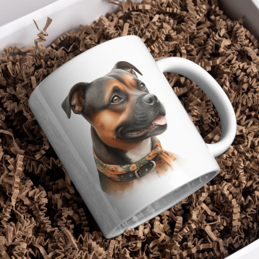 Staffordshire Bull Terrier Dog 11oz White Mug, Perfect Gift Idea As It Comes Boxed.