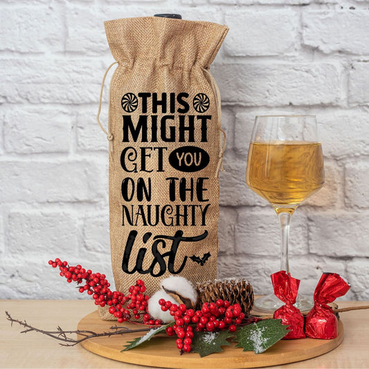 Christmas Alcohol Bottle Gift Bag "Naughty List"