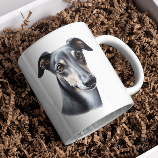 Greyhound Dog 11oz White Mug, Perfect Gift Idea As It Comes Boxed.