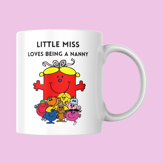 Novelty Little Miss Mug, Little Miss Loves Being A Nanny, Can Be Personalised, Great Gift Idea