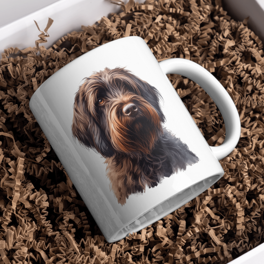 Wirehaired Pointing Griffon Dog 11oz White Mug, Perfect Gift Idea As It Comes Boxed.