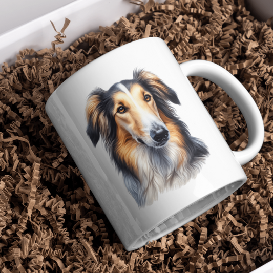 Borzoi Dog 11oz White Mug, Perfect Gift Idea As It Comes Boxed.