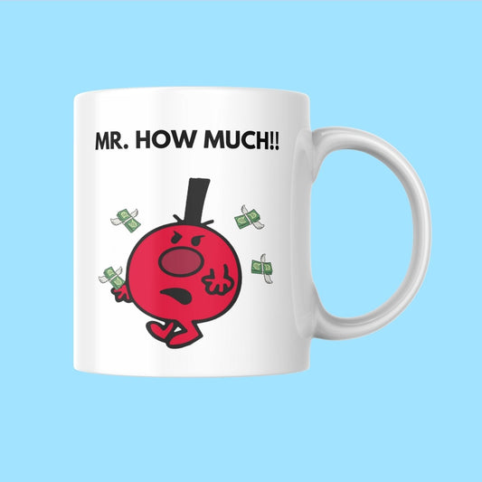 Novelty Mr. Men Mug, Mr. How Much, Can Be Personalised, Great Gift Idea