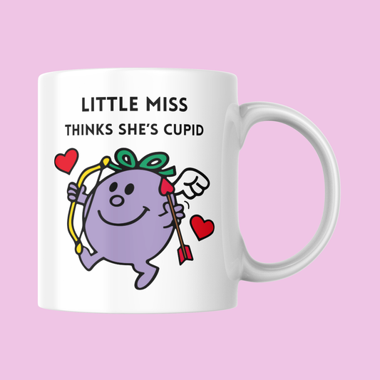 Novelty Little Miss Mug, Little Miss Thinks She's Cupid, Can Be Personalised, Great Gift Idea