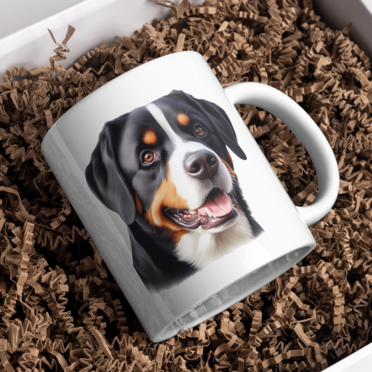 Greater Swiss Mountain Dog 11oz White Mug, Perfect Gift Idea As It Comes Boxed.