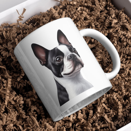 Boston Terrier Dog 11oz White Mug, Perfect Gift Idea As It Comes Boxed. - Cute Customs by J & C