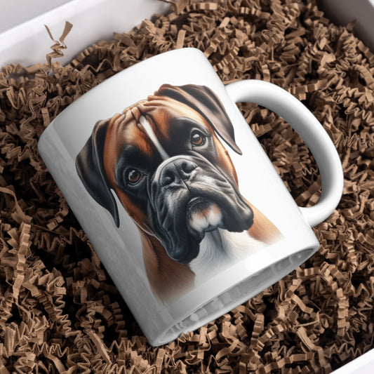 Boxer Dog 11oz White Mug, Perfect Gift Idea As It Comes Boxed. - Cute Customs by J & C