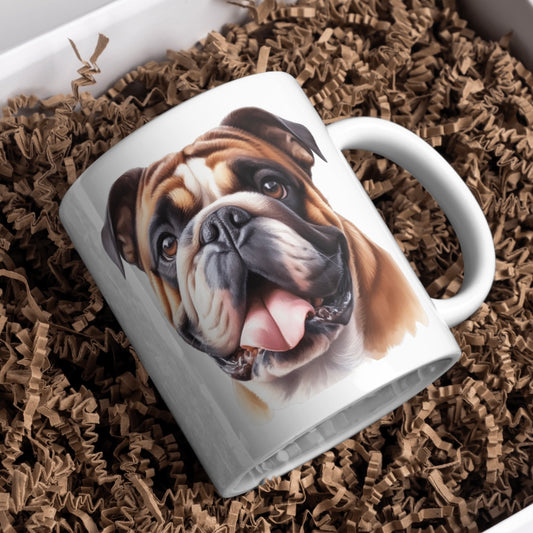 British Bulldog Dog 11oz White Mug, Perfect Gift Idea As It Comes Boxed. - Cute Customs by J & C