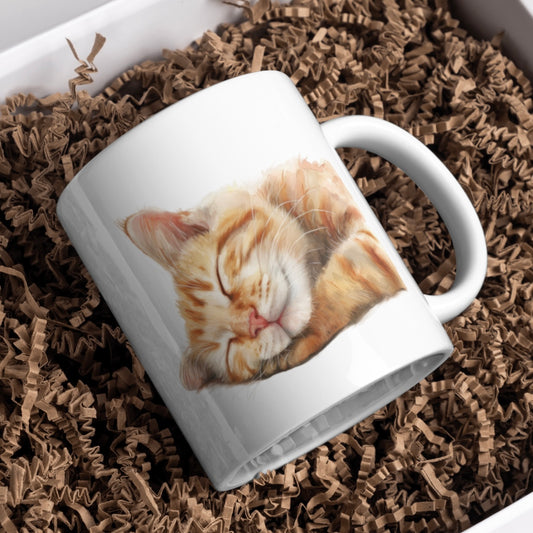 Cutest Ginger Tabby Cat 11oz White Mug, Great Gift Idea. - Cute Customs by J & C