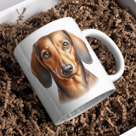 Dachshund Forward Facing 11oz White Mug, Perfect Gift Idea As It Comes Boxed. - Cute Customs by J & C