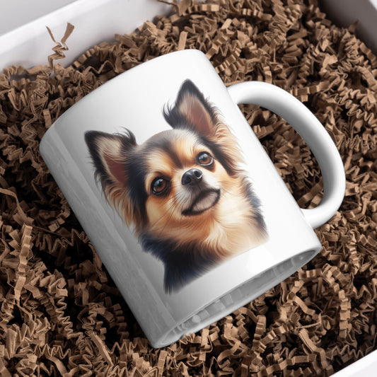 Dark Coloured Chihuahua Dog 11oz White Mug, Perfect Gift Idea As It Comes Boxed. - Cute Customs by J & C