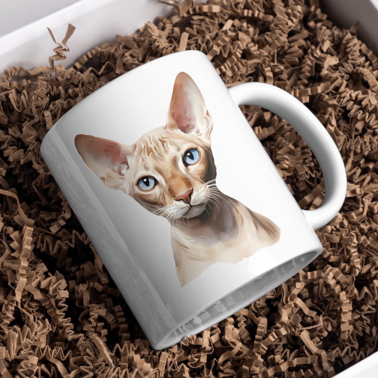 Devon Rex Cat 11oz White Mug, Great Gift Idea. - Cute Customs by J & C