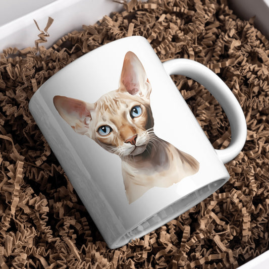 Devon Rex Cat 11oz White Mug, Great Gift Idea. - Cute Customs by J & C
