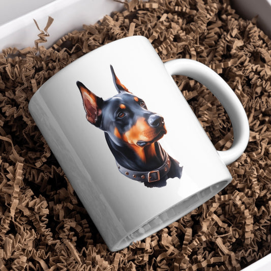 Doberman Pinscher Dog 11oz White Mug, Perfect Gift Idea As It Comes Boxed. - Cute Customs by J & C