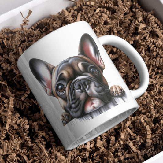 French Bulldog Forward Facing (Frenchie) Dog 11oz White Mug, Perfect Gift Idea As It Comes Boxed. - Cute Customs by J & C