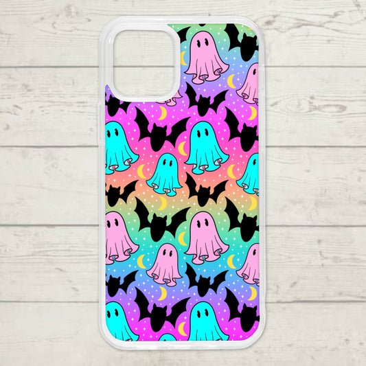 Colourful Ghosts & Bats Halloween Iphone Phone Case