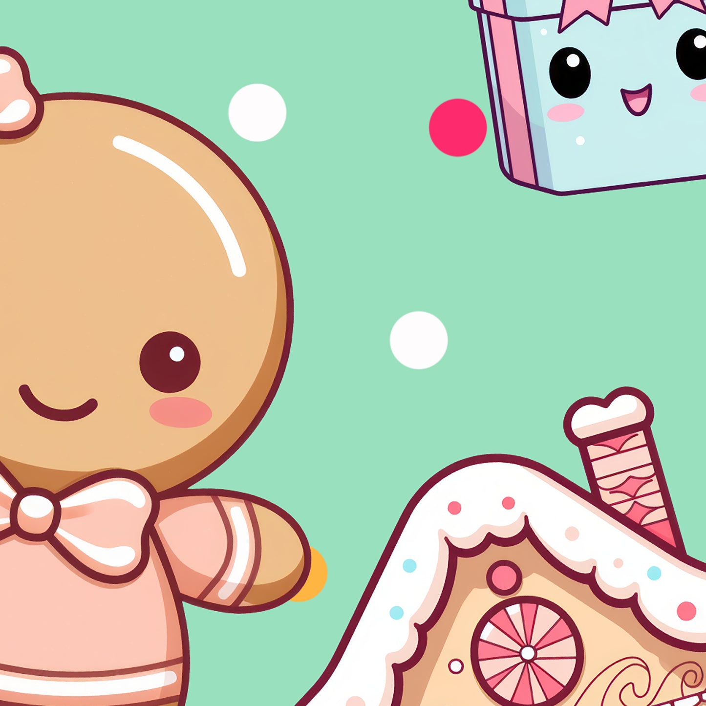 Christmas Kawaii Gingerbread House & More Iphone Phone Case