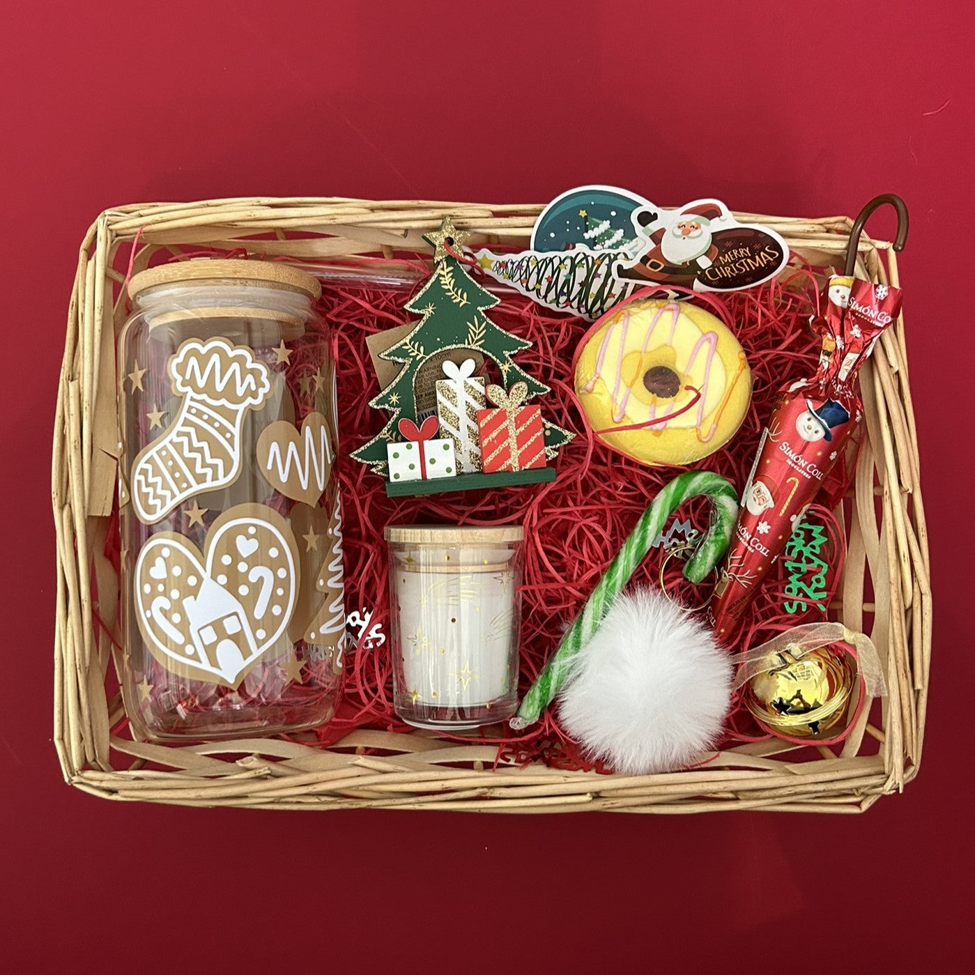 Christmas Cookie Libbey Glass Gift Basket Set Also Includes Keyring, Candle, Chocolate and more