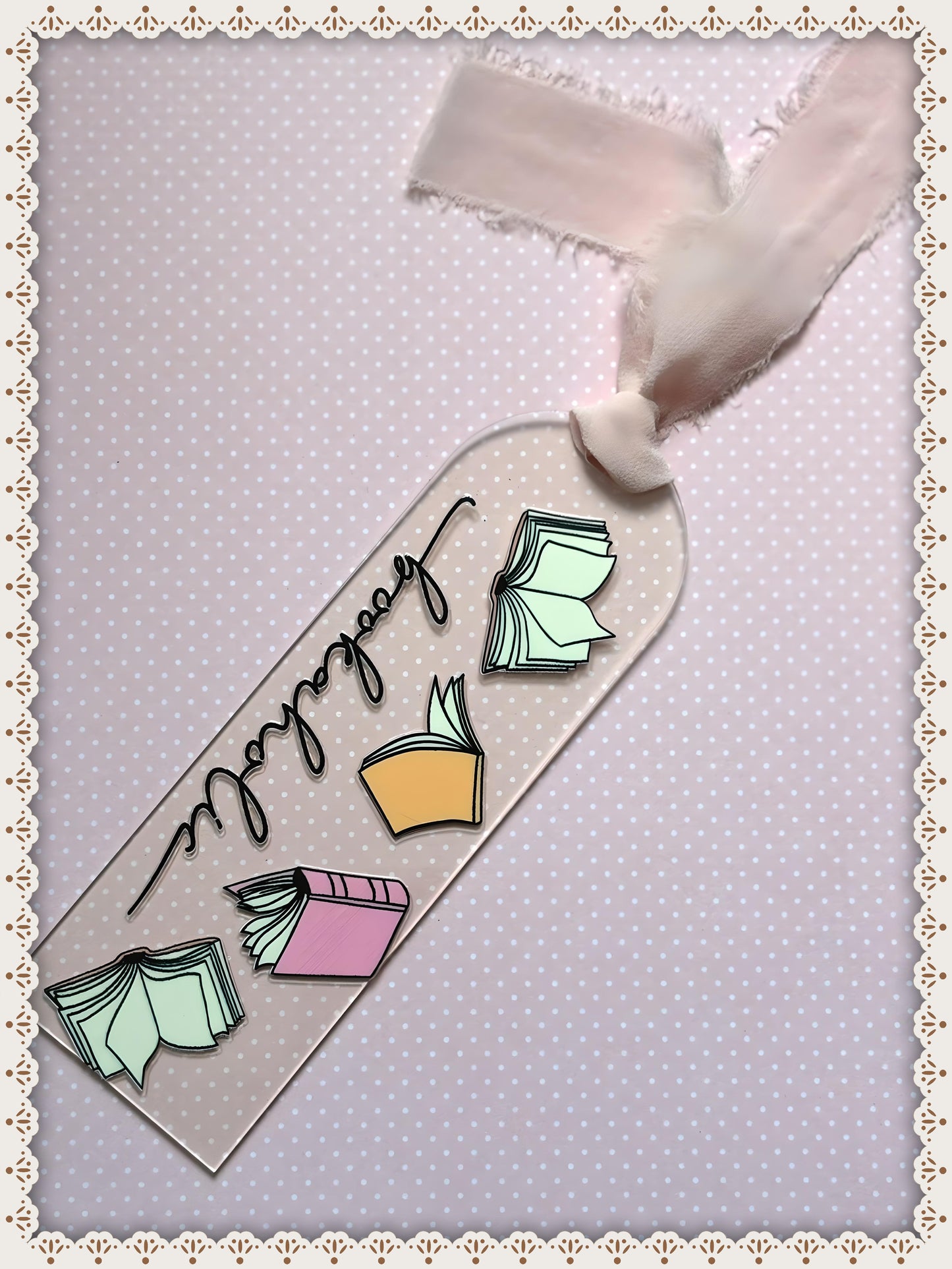 Cute Bookaholic Book Mark with Ribbon