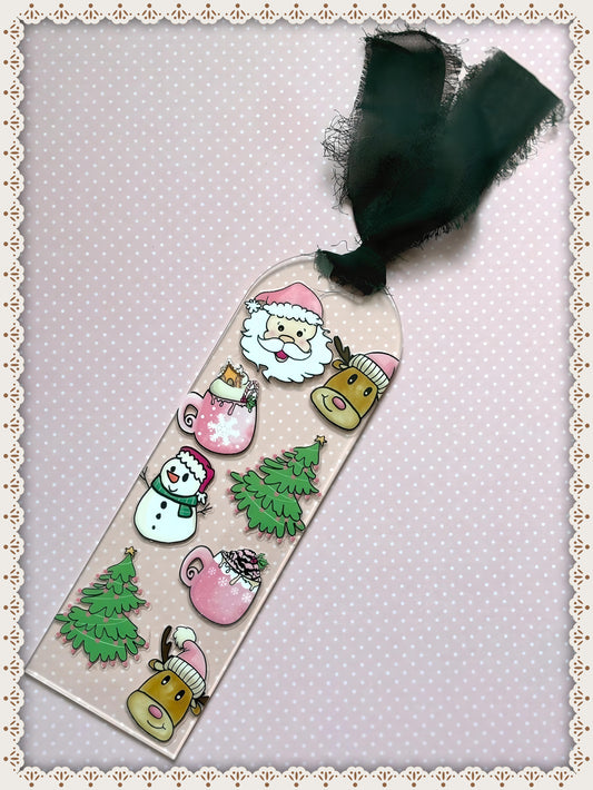 Cute Christmas Book Mark with Ribbon