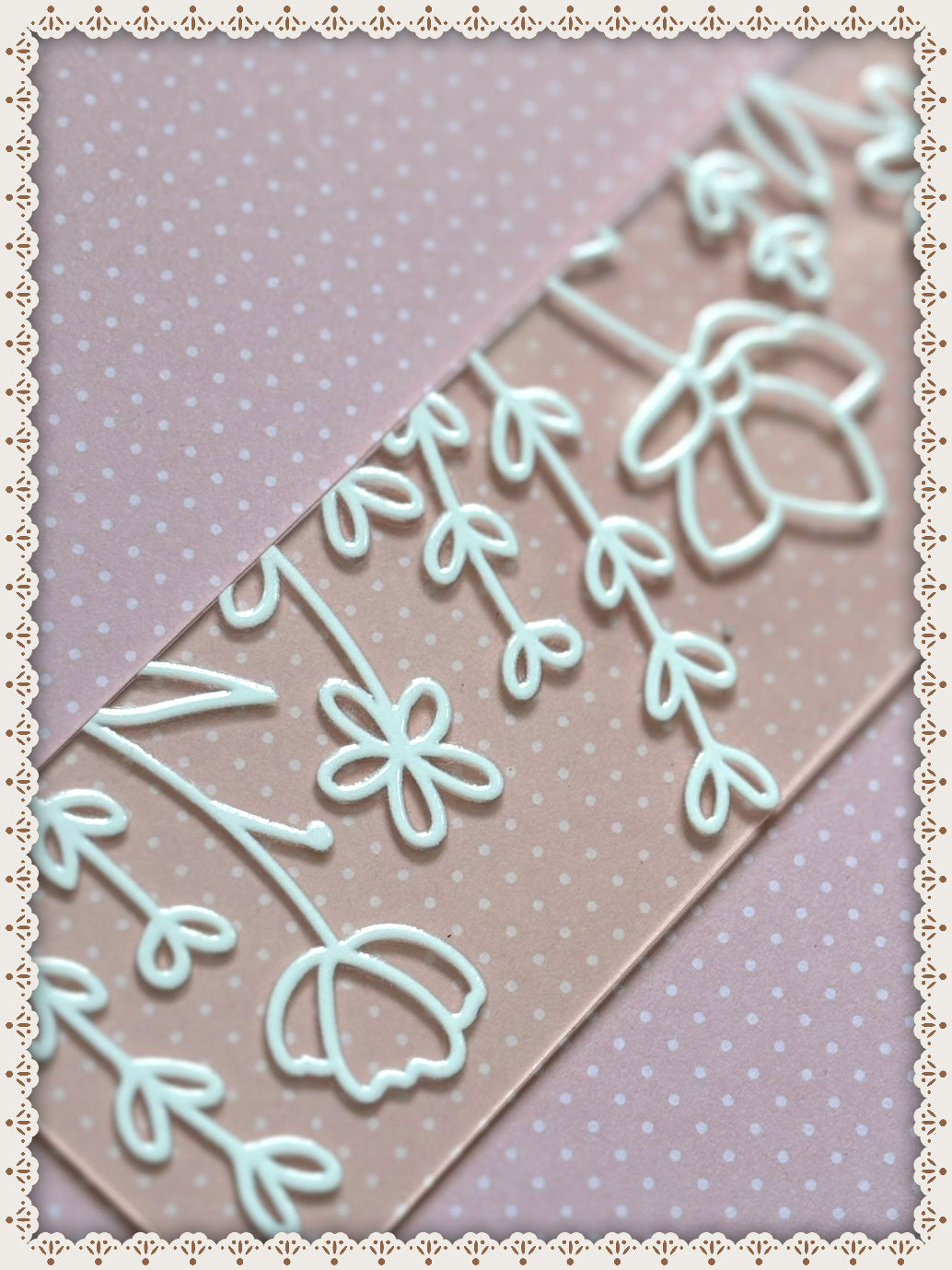 White Floral Print Book Mark with Ribbon