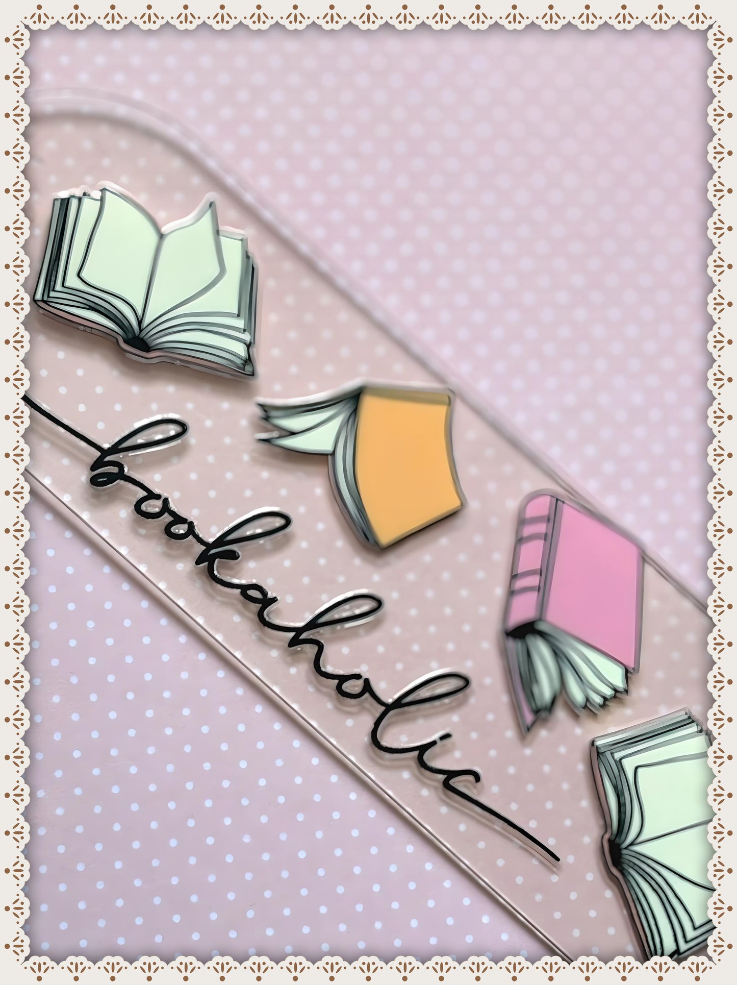 Cute Bookaholic Book Mark with Ribbon