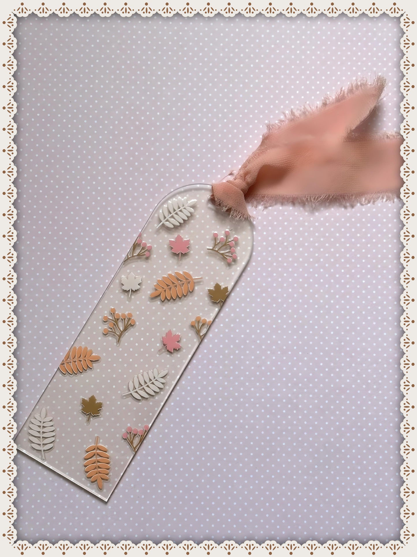 Autumnal Leaves Book Mark with Ribbon