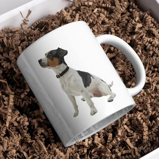 Jack Russell Dog Sitting 11oz White Mug, Perfect Gift Idea As It Comes Boxed. - Cute Customs by J & C