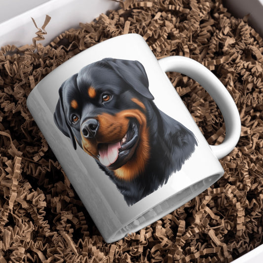 Rottweiler Dog 11oz White Mug, Perfect Gift Idea As It Comes Boxed. - Cute Customs by J & C