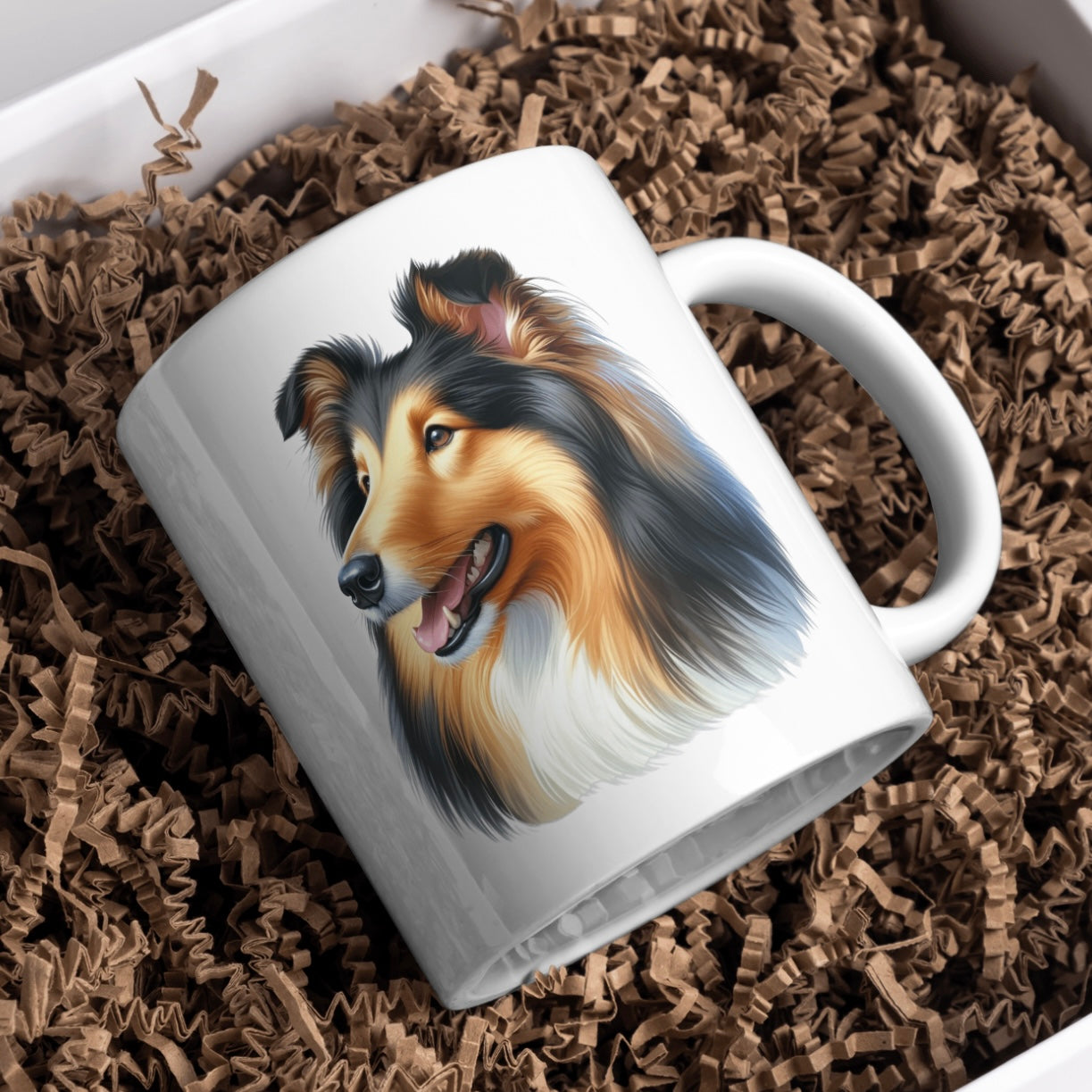 Rough Collie Dog 11oz White Mug, Perfect Gift Idea As It Comes Boxed. - Cute Customs by J & C