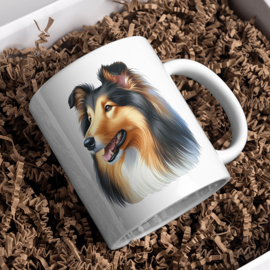 Rough Collie Dog 11oz White Mug, Perfect Gift Idea As It Comes Boxed. - Cute Customs by J & C