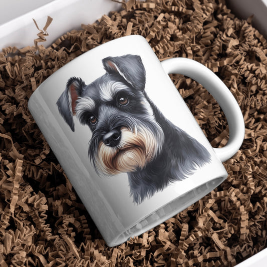 Schnauzer Dog 11oz White Mug, Perfect Gift Idea As It Comes Boxed. - Cute Customs by J & C