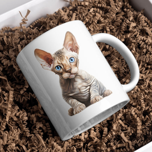 Shpynx Cat 11oz White Mug, Great Gift Idea. - Cute Customs by J & C