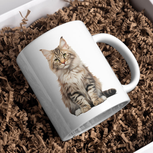 Stunning Maine Coon Cat 11oz White Mug, Great Gift Idea. - Cute Customs by J & C