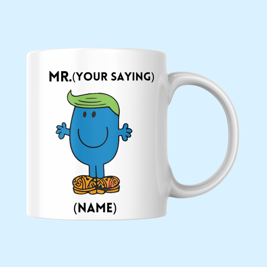 Mr. Men Personalised "Saying", "choice of image" & "Name" Mug, NEW and boxed