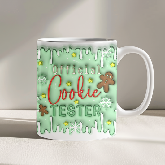 Green Cookie Tester Christmas Inflated Effect 3D Christmas 11oz Mug.