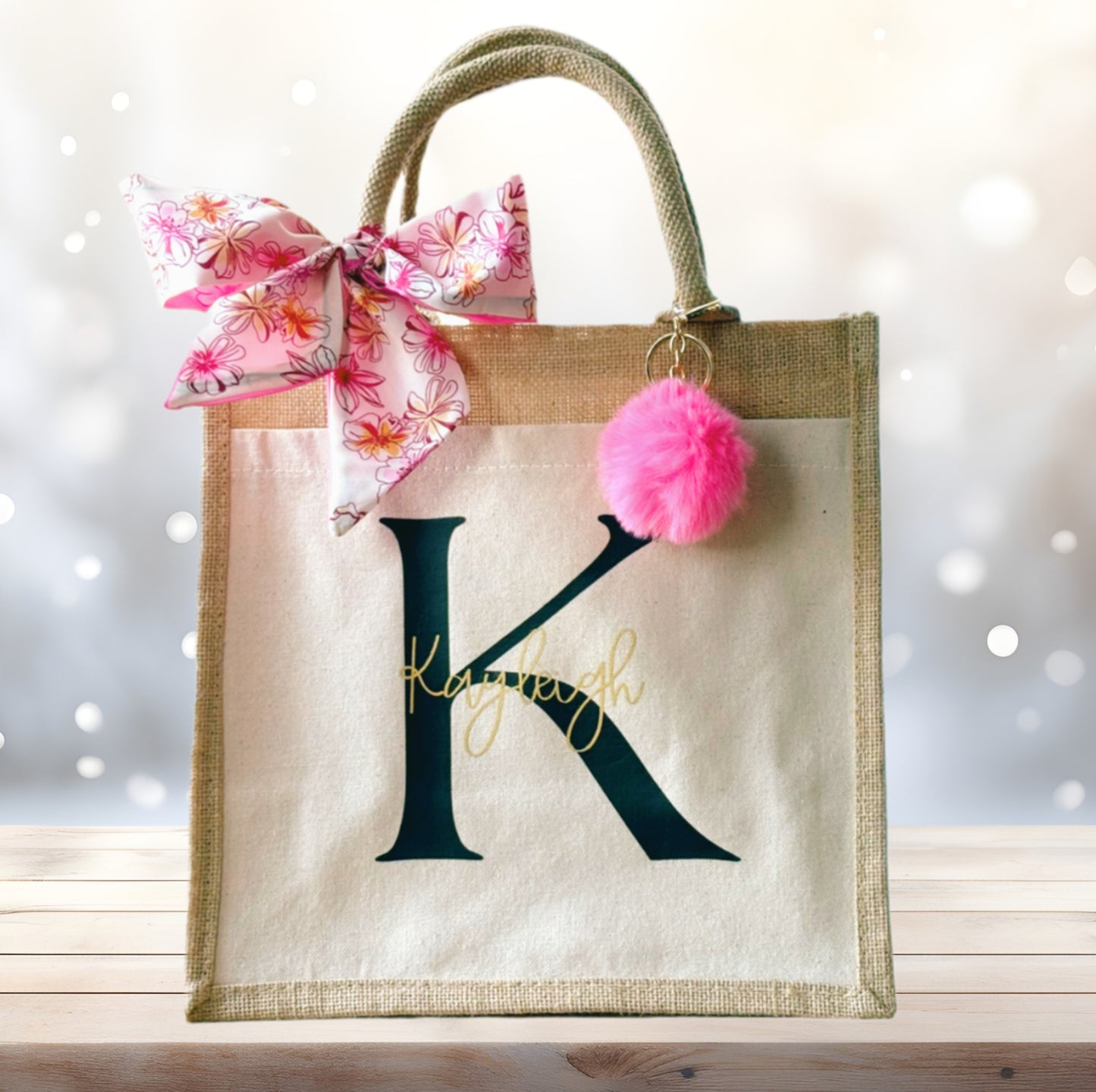 Personalised Cotton Jute Bag in Two Sizes with Accessories